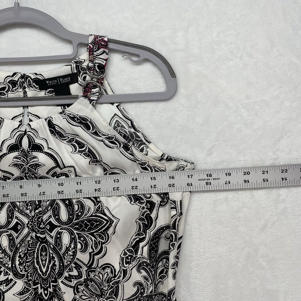 White House Black‎ Market WHBM Top Blouse Womens 0 Purple white black Keyhole - Picture 2 of 11